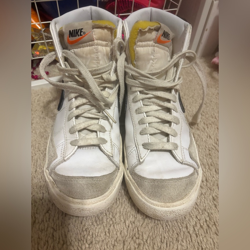 Nike White and Black Blazers High-Top Sneakers